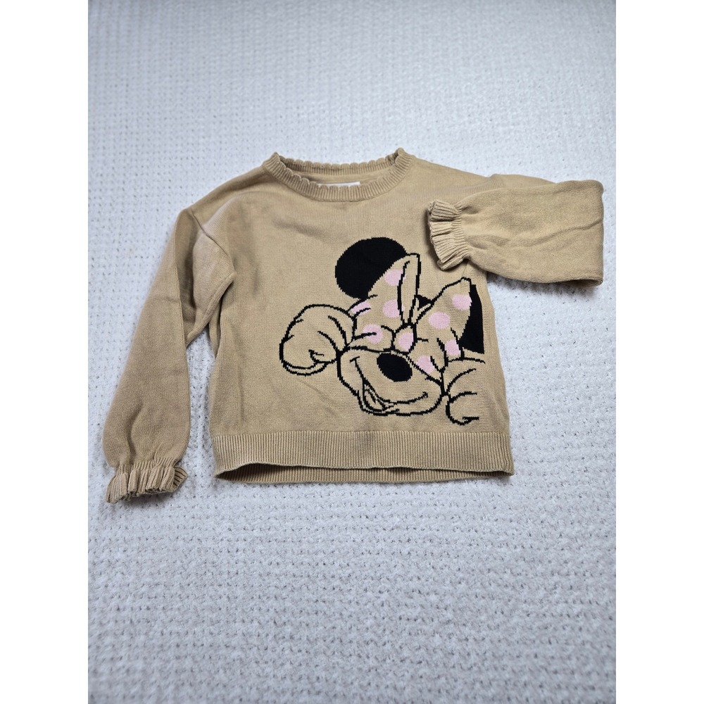 Baby Gap Disney Minnie Mouse Tan Ruffle Pullover Sweater‎ Girls Size 5 Years